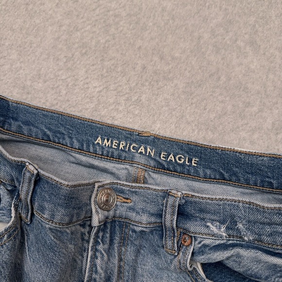 American Eagle Baggy Jeans Women's 16 Blue Medium Wash Faded Wide Leg Skater - Picture 2 of 10